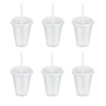 Lsupdaol 6 Pack Plastic Tumblers with Lid and Straw Reusable Cups Bulk Water Bottles Iced Coffee Travel Mug Cup for Birthdays Party Juices Adults Kids (White,16 oz)