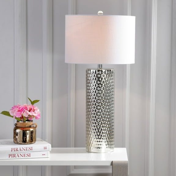 JONATHAN Y Isabella 30" Glass LED Table Lamp, Silver, JYL1013A