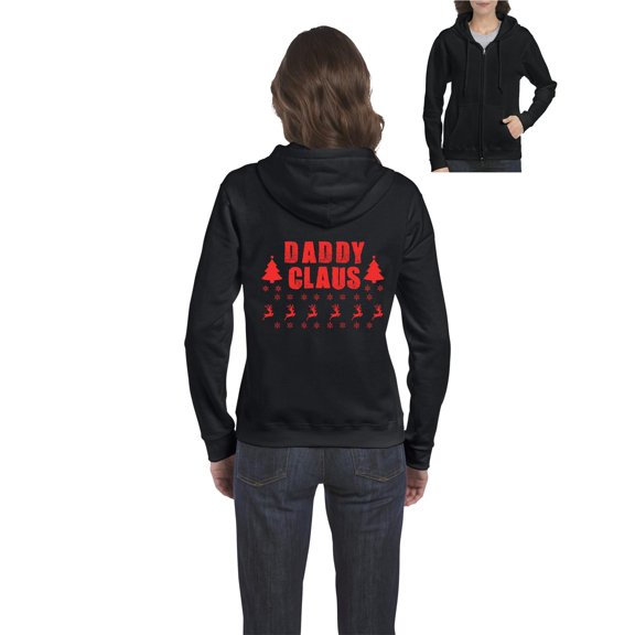 MmF - Women's Sweatshirt Full-Zip Pullover - Christmas Daddy Claus in Red