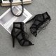 thumbnail image 5 of Zapatos de baile de caña alta para mujer, botas negras de salón, zapatos de salsa y tango, sandalias de tacón alto con recortes de malla para fiesta de moda para niña, verano 2022, 5 of 5