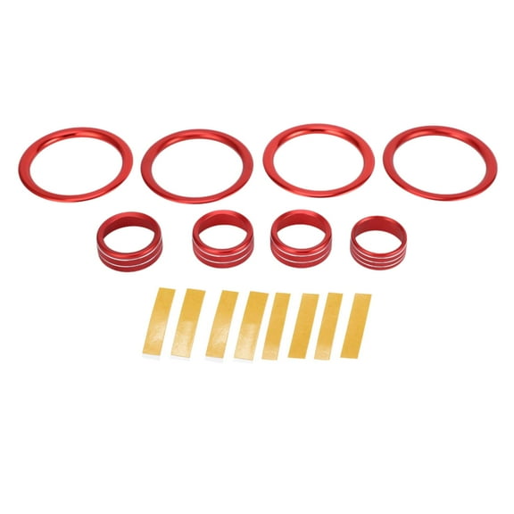 AC Media Headlight Knob Cover Interior Trim for Jeep Gladiator JT Truck 20-23 Aluminum Alloy Red 8 Pcs