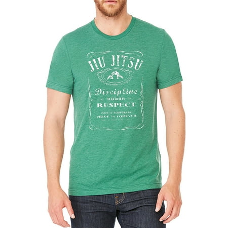Men's Jiu Jitsu Whiskey Label Green Tri Blend T-Shirt C2 2X-Large