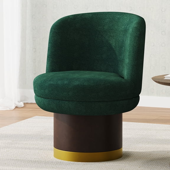 Euroco Swivel Accent Chair, 360° Swivel Barrel Chair with Curve Back and Soft Cushion,Chenille Reading Chair Single Sofa for Small Space,Living Room or Bedroom,Green