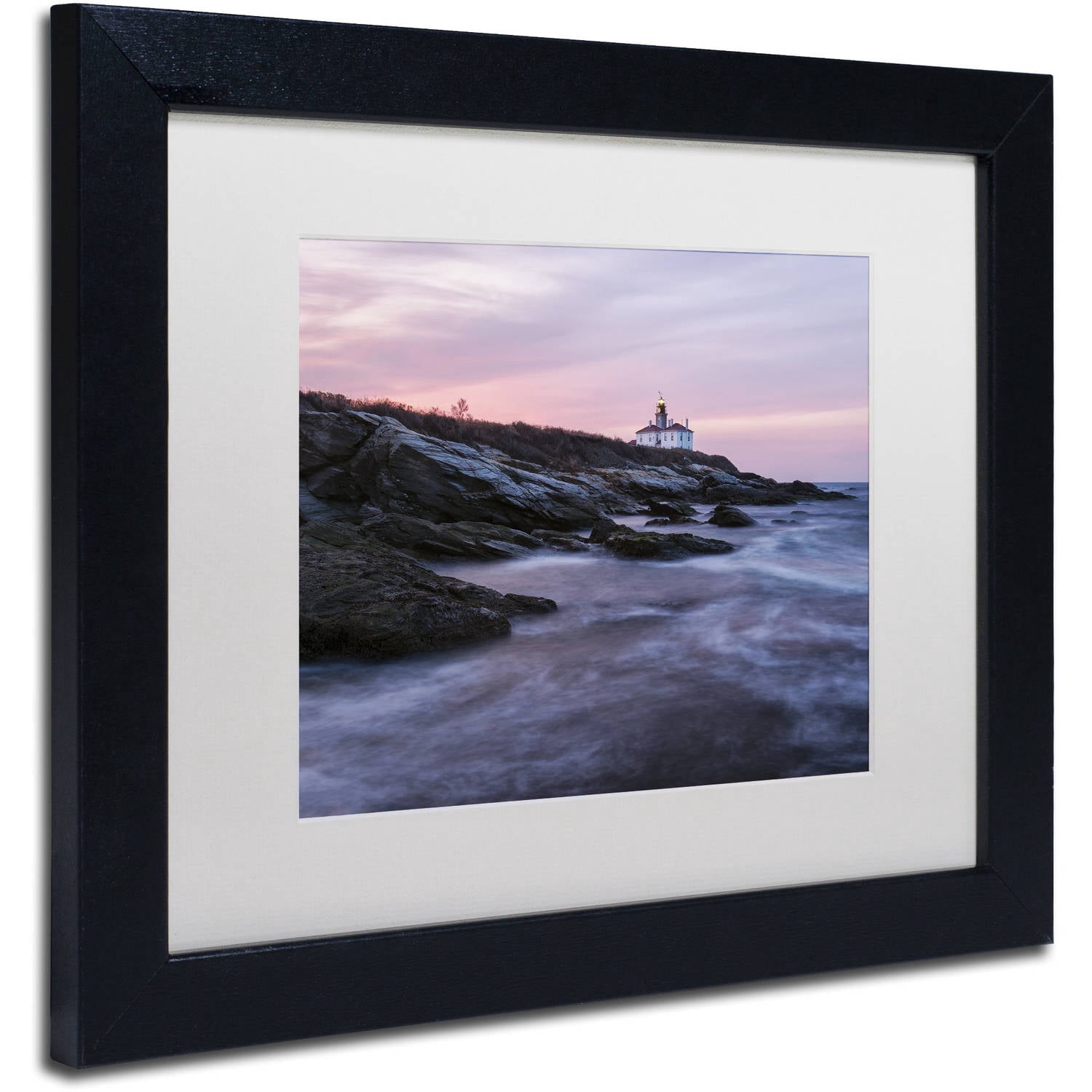Trademark Fine Art "Dawn at Beavertail" Canvas Art by Michael Blanchette Photography White Matte, Black Frame