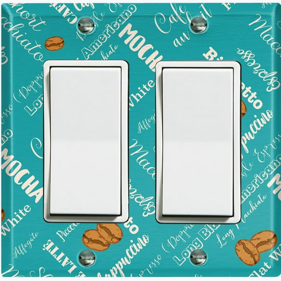 Metal Light Switch Plate Cover Mocha Coffee Beans Teal COF012