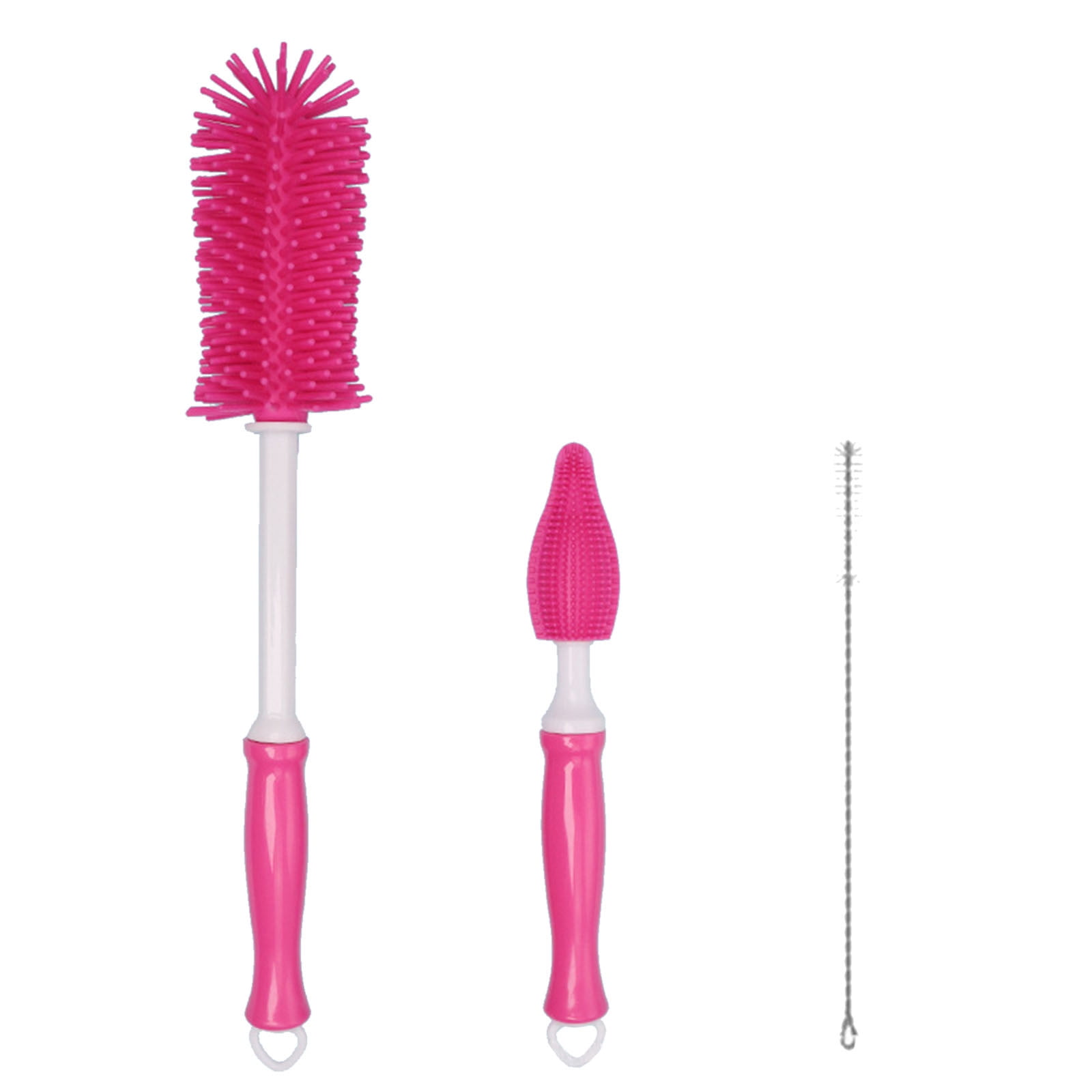 Baby Bottle Cleaner Set - with Silicone Brush, Compatible with Pumps, 3pc Set, Blue/Pink/Red/Yellow