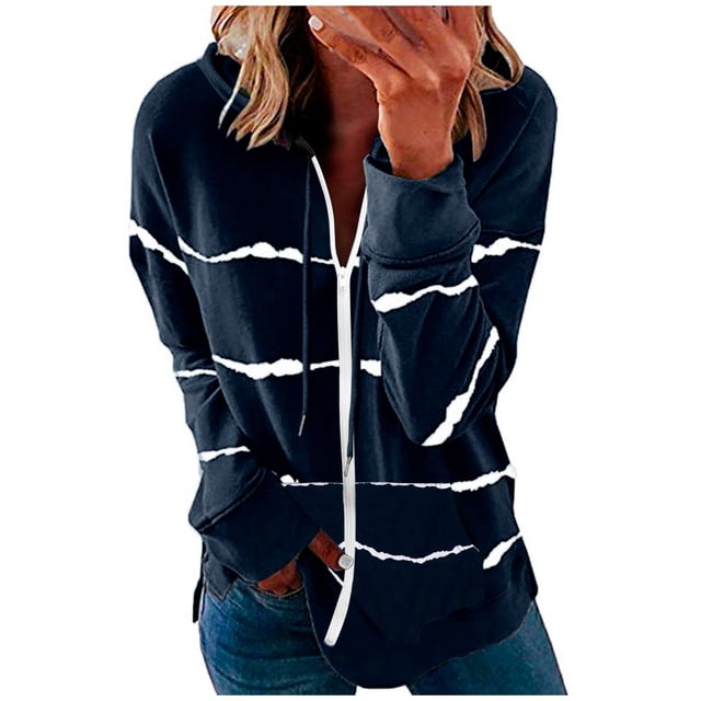 3X Manteau d'Hiver pour Femmes Grande Taille Capuche à Fermeture Éclair Manteau pour Femmes Pulls Chandails en Molleton Manteau Rayé Manteau pour Femmes