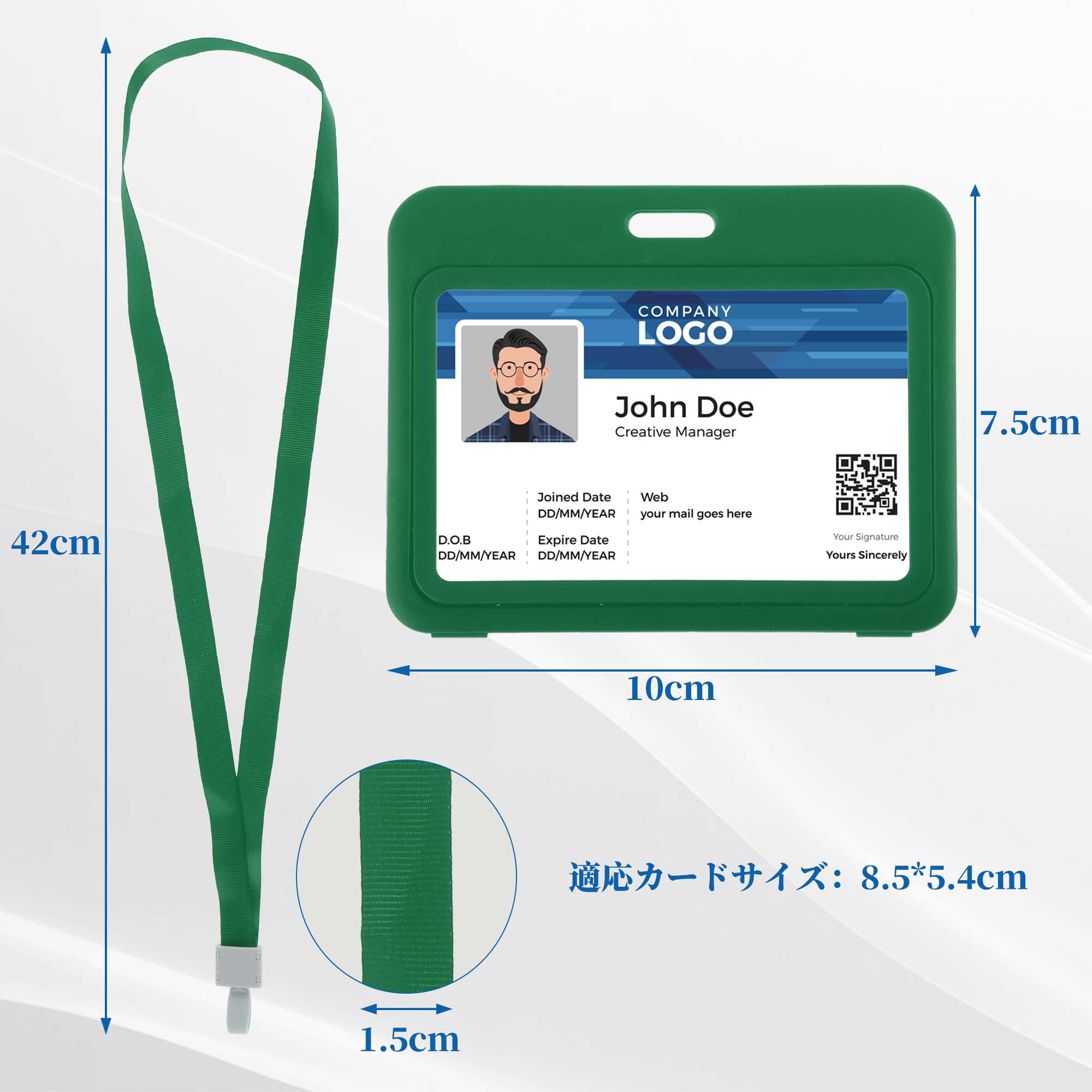 Unique Bargains Lanyards for ID Badges Leather Clear Card Holder with Lanyard Green