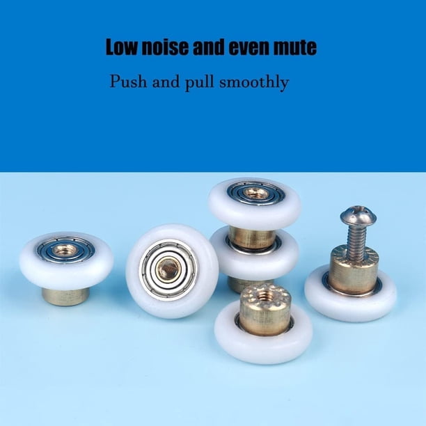 4-Pack 19mm Stainless Steel Shower Door Rollers, White POM Wheels With Bearings, Smooth Glide For Sliding Shower Enclosures