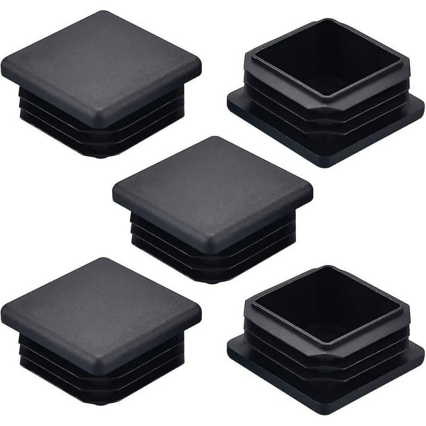 25 tapones de plástico cuadrados para tubos, tapones para patas de silla cuadradas, tapones de metal, duraderos, antideslizantes y prácticos, tapones interiores cuadrados de plástico de 40 x 40 mm
