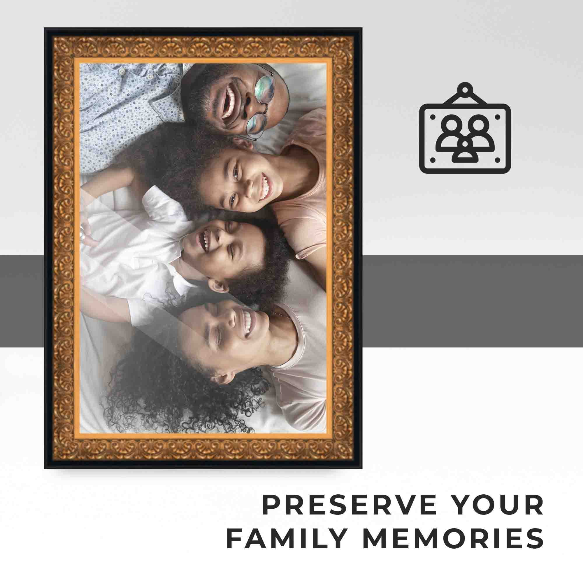18x24 Frame Gold Real Wood Picture Frame Width 1.75 inches | Interior Frame Depth 0.5 inches | Da