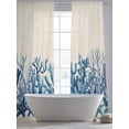 thumbnail image 5 of Summer Ocean Coral Sheer Curtains 84 Inch Long 2 Panels, Nautical Sea Watercolor Blue Starfish Shell Linen Light Filtering Rod Pocket Curtains, Sheer Voile Drapes for Living Room Bedroom, 52"x84", 5 of 8