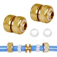 thumbnail image 1 of Conector de manguera de latón Junta de agua chapada en cobre de aluminio Conector rápido de agua de 4 puntos Jardín Tubo de 1/2 pulgada Extensor de manguera rápida Reparación de montaje 4PCS LingWen 8390611012533, 1 of 1