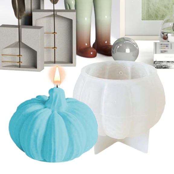 Ympkerial Candle Making Silicone Mold Kit Halloween Pumpkin Candle Wax Mold Fall Harvest Thanksgiving Decor for Home Party Gift Pumpkin Molds Multi Purpose for Candle Wax Soap Epoxy Resin Crafts