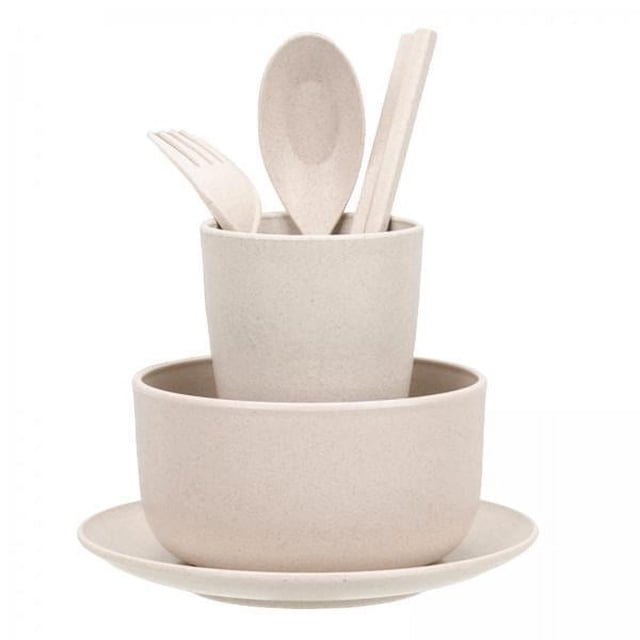 GROWTH TANK 3X 6x Wheat Straw Dinnerware Set Unbreakable Cups Plates for RV Toddlers Kids