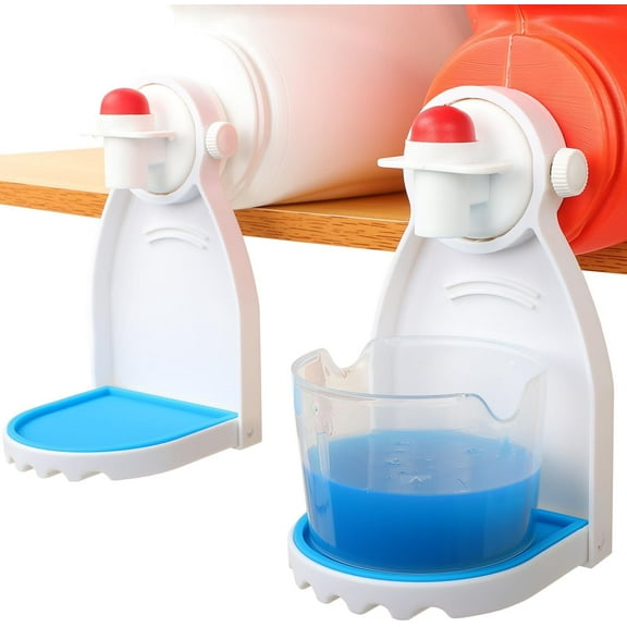 RUseeN Laundry Detergent Cup Holder & Drip Tray 2 Pack, Fabric Softener Drip Cup Holders No-Mess Drip Catcher with Fixed Screw and Removable Silicone Mat