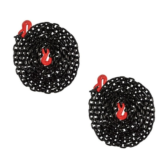 (2 Pack) 5/16"×16' G80 Transport Binder Chain w/ Clevis Grab Hooks for Towing - 16000 lbs Breaking Strength Heavy Duty Safety Tow Chain for Lifting - Tie Down Binding Equipment