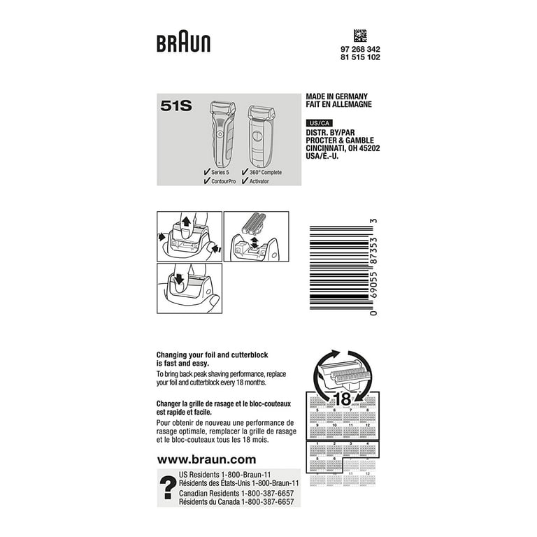 Braun Series 5 Combi 51S Shaver Head Refill Parts, Electric