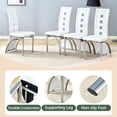 thumbnail image 6 of White Dining Chairs Set of 4, Modern Dining Room Chairs Set of 4, Upholstered PU Leather Kitchen Chairs with Silver Metal Legs, High Backrest Armless Seating for Kitchen, Dining Room, 6 of 7