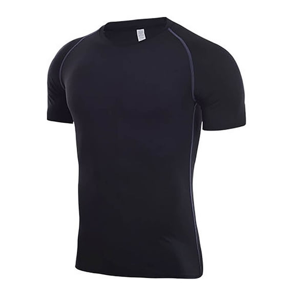 Breezora Quick-Dry Compression Top for Men Moisture Wicking Workout Shirt Gym Fitness Basketball Training Gear L Size Black