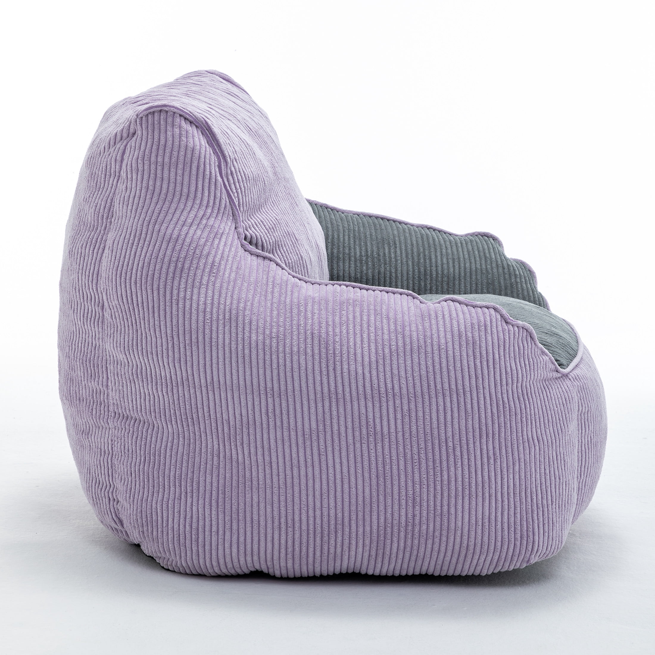 Noble House Prado Ergonomic Corduroy Bean Bag Chair, Comfy Foam Floor Armchair for Bedroom, Living Room, Purple