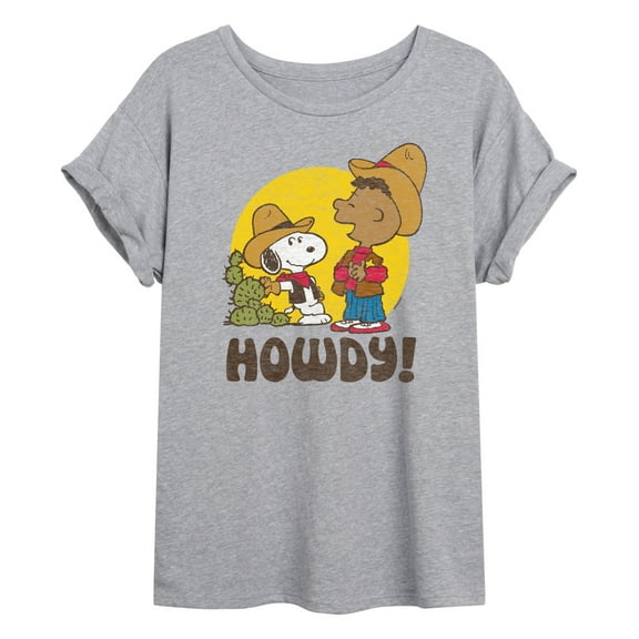 Peanuts - Franklin And Snoopy Howdy - Women's Oversized T-Shirt