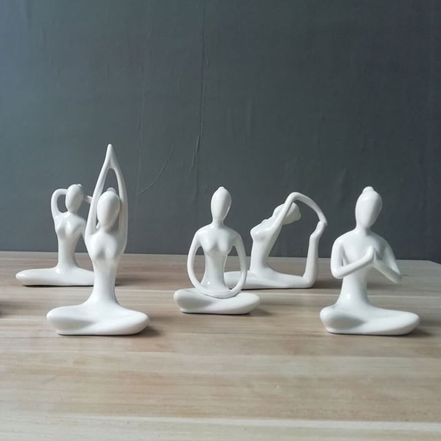 pitrice Yoga Girl Decor Decorative Simple Style Replacement Lightweight Ceramic Simulation Solid Color Stylish Cute Unfading Home Ornament Decoration Type 17