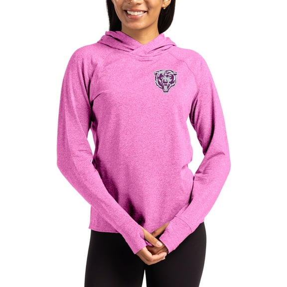 Women's Cutter & Buck Pink Chicago Bears Tonal Logo Adapt Knit Recycled Raglan Pullover Hoodie