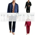 thumbnail image 5 of Yievot Mens Pajamas Sets Long Sleeve Satin Silk Pajamas for men Lightweight Button Up Sleepwear Lounge Pjs Set with Pockets, 5 of 5
