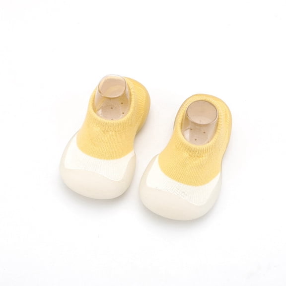 LIUYUNNN Infant Solid Color First Walker Shoes with Grip Slipper Rubber Sole Slippers Boys baby booties 9-12 Months Boys Girls Four Seasons Outfits