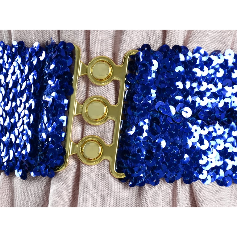 2331 Women\'s Sparkly Glitter Sequin Wide Stretch Elastic Belt Women main image 4