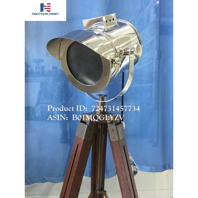 NauticalMart Designer Industrial Searchlight Chrome Finish Tripod Table Lamp