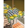 thumbnail image 2 of Outdoor Tablecloth with Umbrella Hole for Patio/Picnic/Party/Camping, Summer Lemons Waterproof Table Cloth Square Cover Washable, Fruits White Flowers Farmhouse Plaid (54"x 54"), 2 of 8