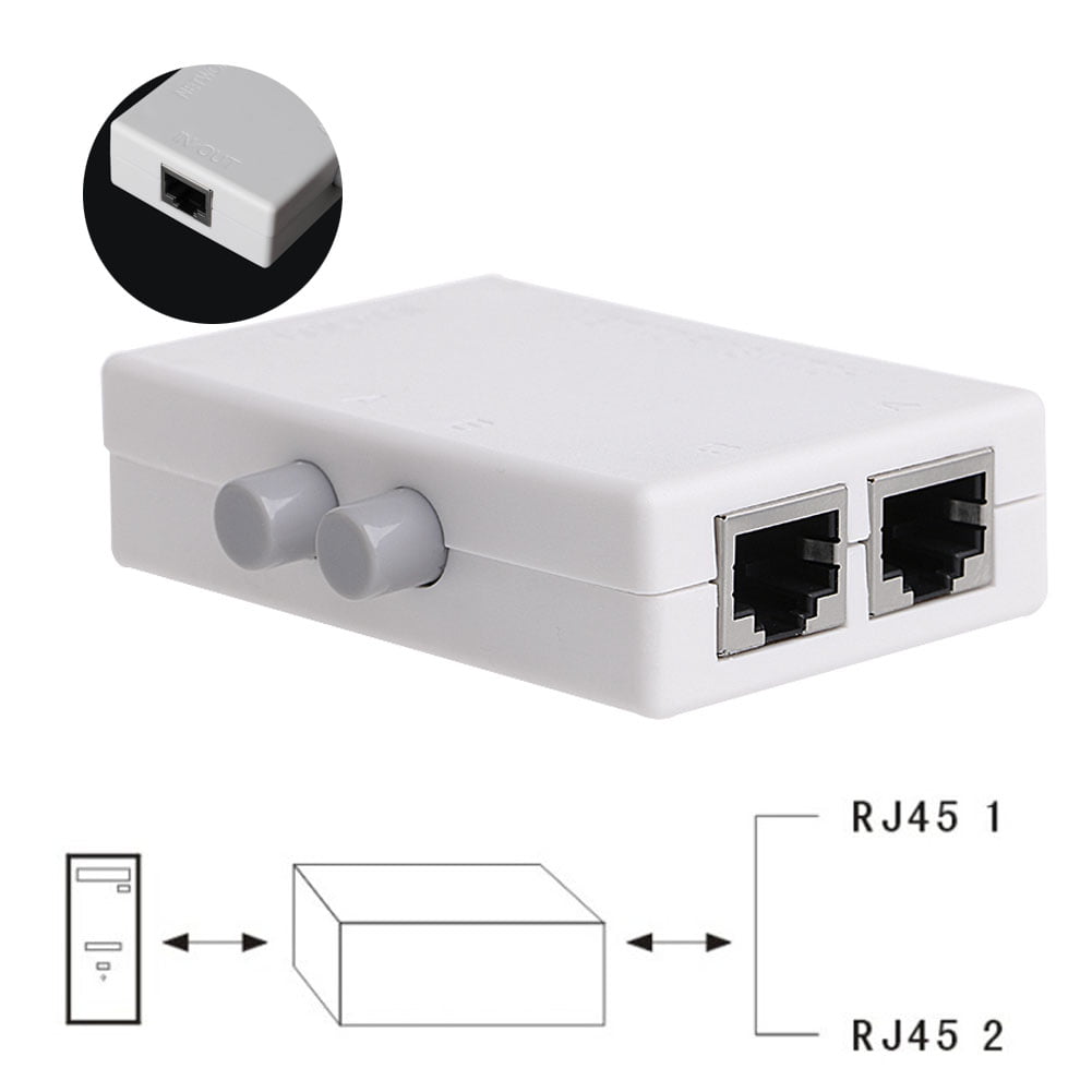 RJ45 Network Switch Selector 2x1/1x2, 2 Port Network Hub 2 Ports Network  Switch