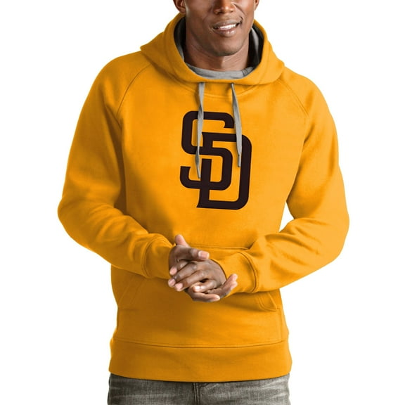 Men's Antigua Gold San Diego Padres Victory Pullover Team Logo Hoodie