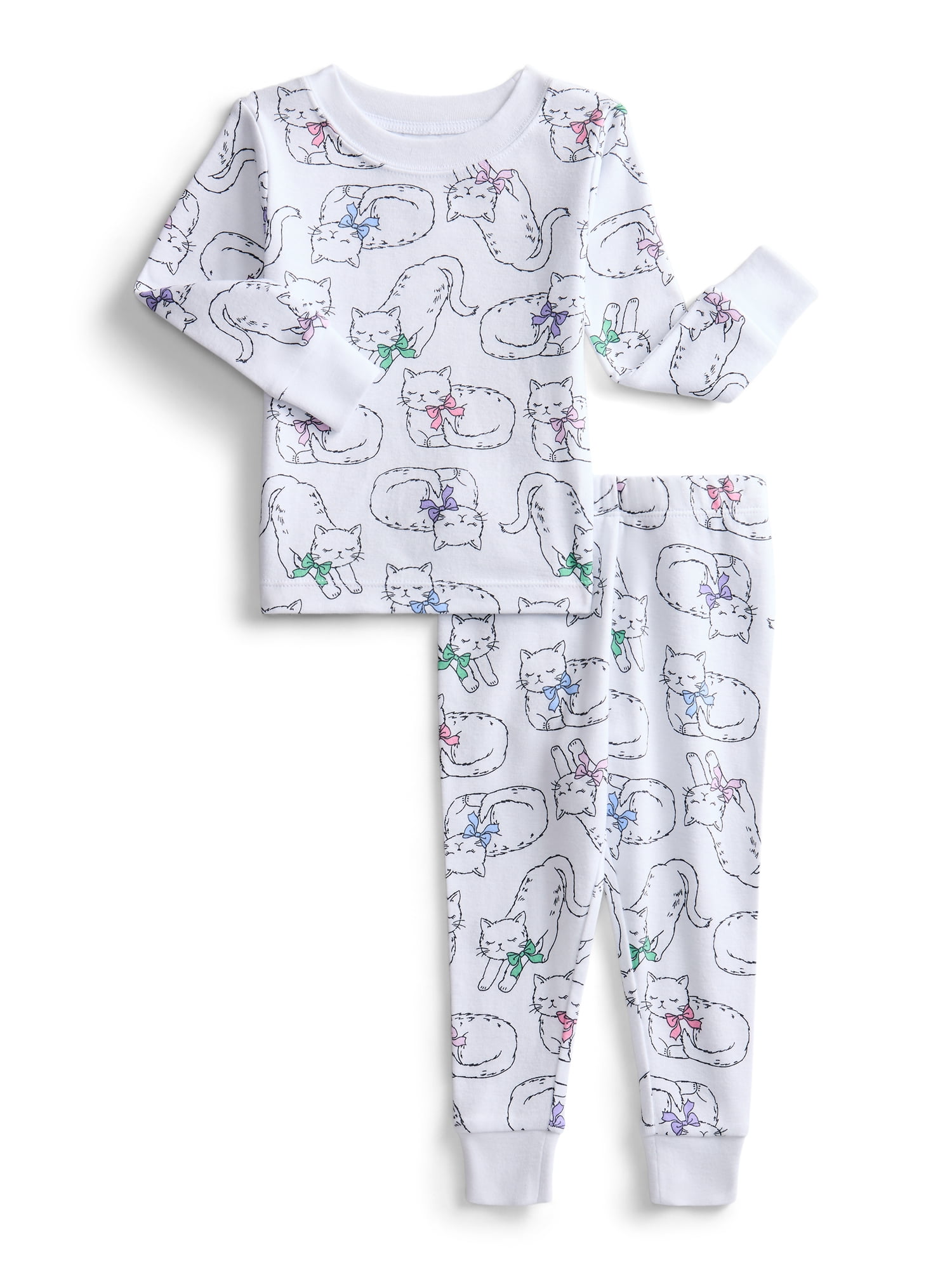 Wonder Nation Toddler Boys or Girls Cotton Long Sleeve Top and Pants Pajama Set, 6-Piece, Sizes 12M-5T