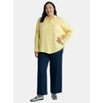 thumbnail image 2 of Time and Tru Women's Double Cloth Cotton Shirt with Long Sleeves, Sizes XS-XXXL, 2 of 5