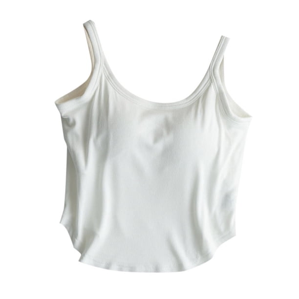 Camiseta interior de color liso con relleno en el pecho para mujer: camiseta sin mangas adelgazante 80 % algodón y spandex para deporte y ropa exterior.