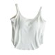 thumbnail image 1 of Camiseta interior de color liso con relleno en el pecho para mujer: camiseta sin mangas adelgazante 80 % algodón y spandex para deporte y ropa exterior., 1 of 7