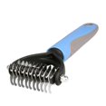 thumbnail image 1 of Workhe  Pet Grooming Brush 2 Sided 2 Sided Undercoat Rake Undercoat Rake Hair Knots Removal Dematting Shedding Tool, Blue, 1 of 9