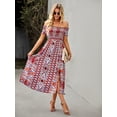 thumbnail image 2 of Purcoar Women's Floral Print Boho Dress Short Sleeve Wrap Ruffle Flowy Maxi Dresses, 2 of 8
