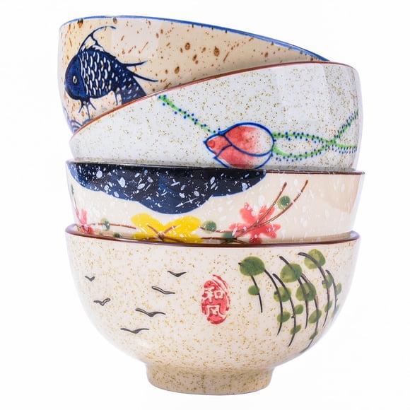 Juego de cuencos para arroz y sushi Whitenesser Japanese Ceramic, 320 ml, paquete de 4