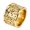 Gold, variant on Men's Stainless Steel Ancient 4 Guardian Beasts Signet Biker Ring Carved Dragon, White Tiger, Suzaku, Basalt Lucky Amulet Silver Size 10
