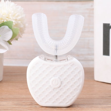 Electric Toothbrush for Adults Ultrasonic U-Shaped Toothbrushes for Teeth Whitening 360-degree Mouth Cleansing Wireless Charging White