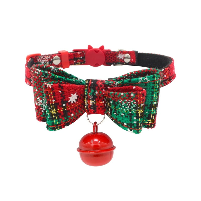 Christmas Cat Collar With Bell Cats Kitten Double Layer Bowknots Pet