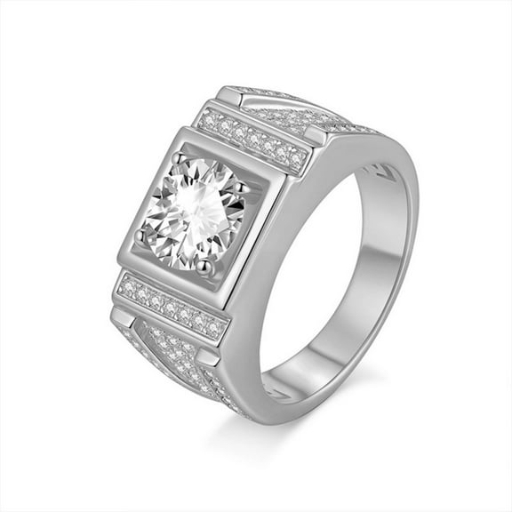 Moissanite Engagement Rings Gold Wedding Band for Men 2 Carat 925 Sterling Silver Promise Rings for Him Round Cut D Color VVS1 Clarity Anniversary Ring Jewelry Size 7-12