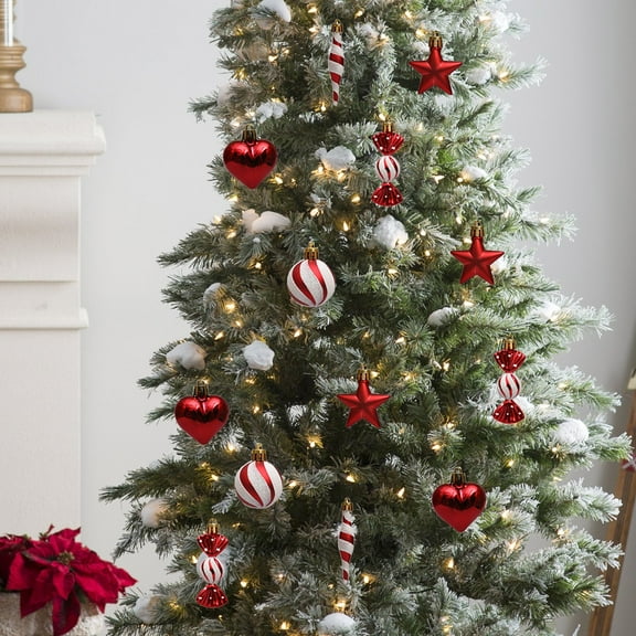 13pcs Christmas Balls Set, CXALSSY Unbreakable Christmas Balls on Sale, Red Plastic XMAS Tree Ball, XMAS Balls Ornaments Decorations