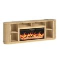 ANPOO Modern Reeded 85" TV Stand with 40" Fireplace, Sliding Doors ...