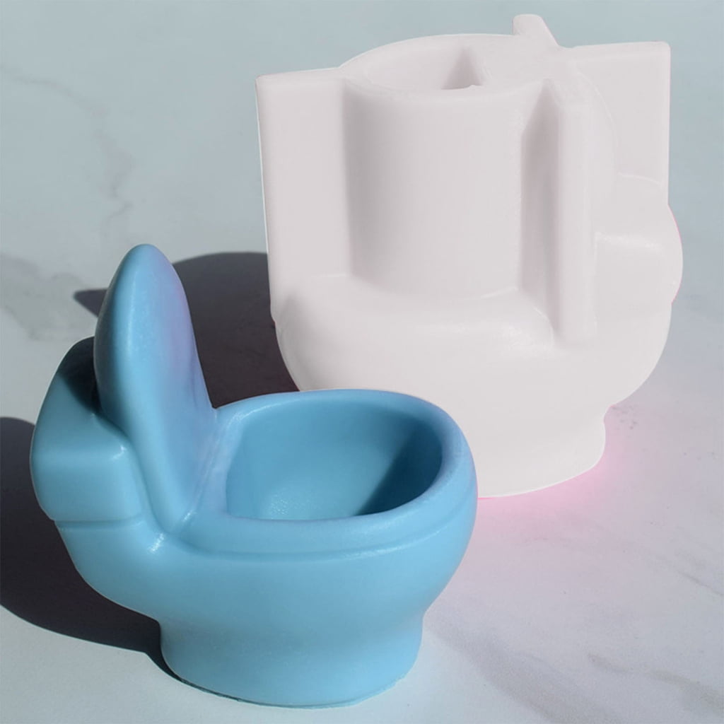 Oasiva Succulent Flower Pot Silicone Candle Mold Toilet Shaped Resin Mold 3D Ornament