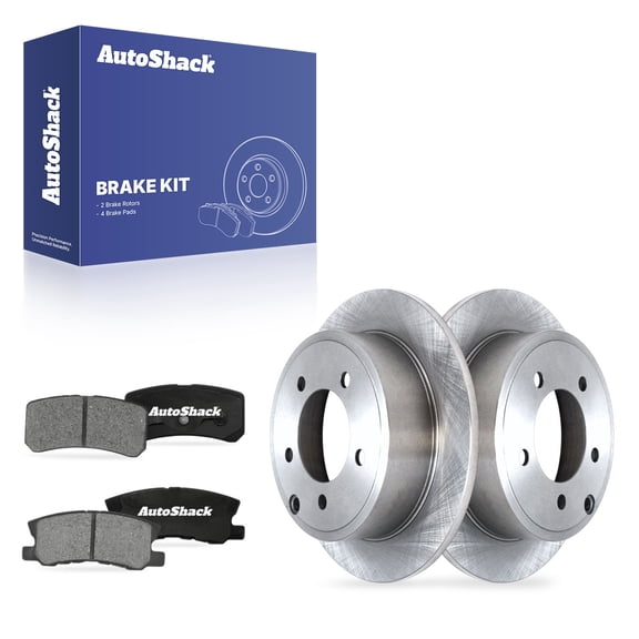 AutoShack Rear Solid Brake Rotors   Ceramic Pads 6-PC Brake Kit Replacement for 2013 Chrysler 200 2017 Jeep Compass 2017 Jeep Patriot 2014-2015 Mitsubishi Lancer 10.31" (262 mm)